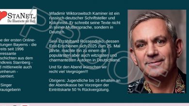 Wladimir Kaminer gastiert am 10- April im CPG in Gilching. Ab Donnerstag, 11. Dezember, gibt es die Karten im Vorverkauf...